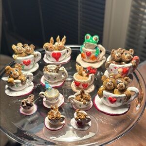 $25 each (less for smallest) Handcrafted Animal Figurines in Teacups